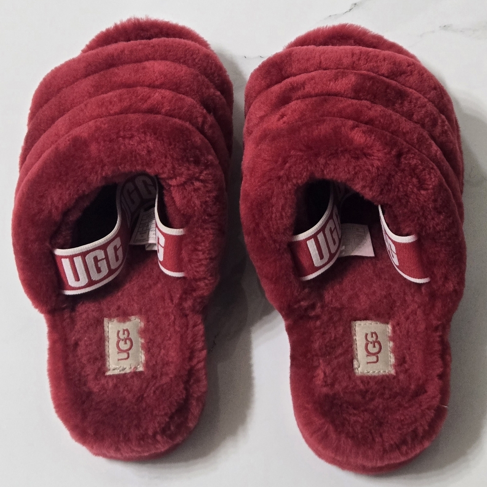 UGG Australia Fluff Yeah Slide Sandals for Women, Size US 8, Red